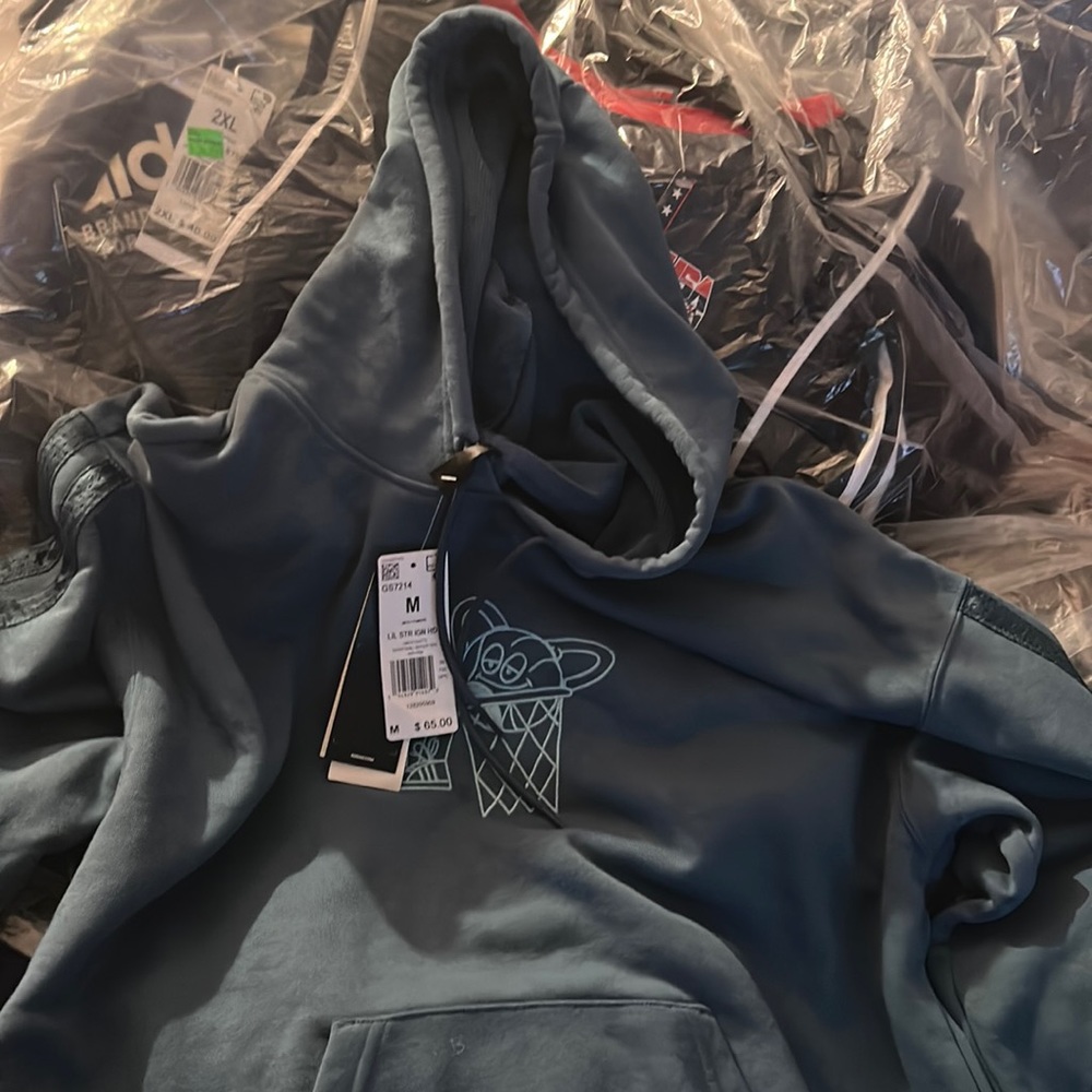 adidas men’s  hoodie blue retail $65 sz medium &small